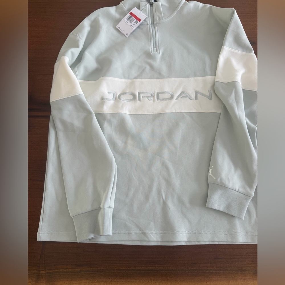 Jordan Men's Light Blue and White Quarter-Zip Pullover Sweatshirt